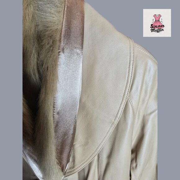 Terry Lewis Classic Luxuries Long 100% Leather and Faux Fur Trimmed Coat - Picture 9 of 16